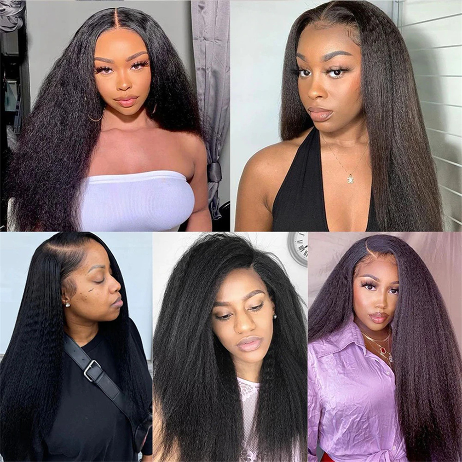 Kinky Straight Peruvian Hair Weave Human Hair Bundles 8-36 Inch Remy Extensions 3/4 Bundles for Women Yaki Straight Hair Bundles