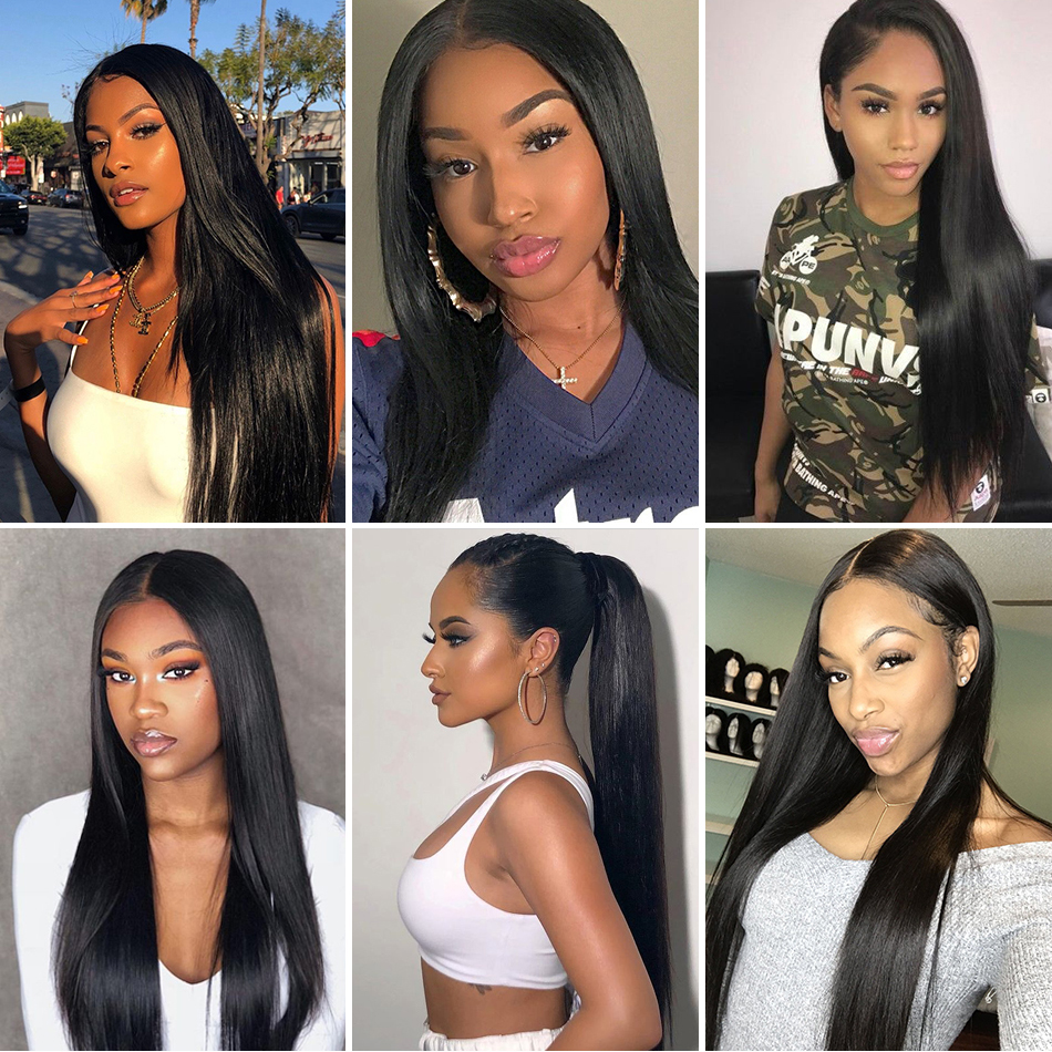 Pacotes de cabelo lisos brasileiros de 8-32 polegadas 3/4 peças helavões retos Pacacos de cabelo humano 10a Remy Extensões de cabelo humano para mulheres negras