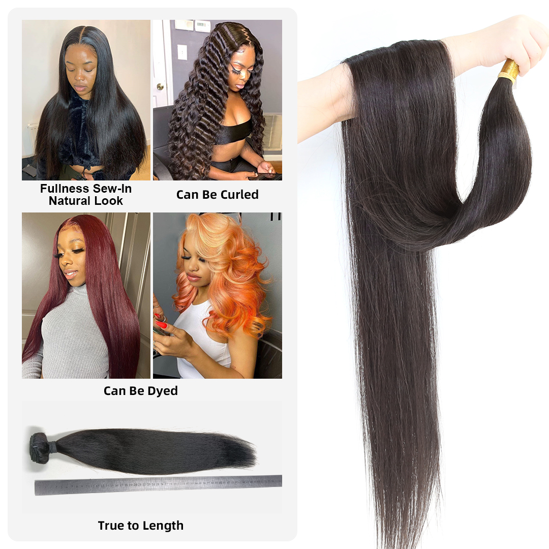 Wholesale Brazilian Human Hair Bundles 1/3/4 Straight Bundles 30 32 40 Inch Bundles Virgin Human Hair Extensions Tissage