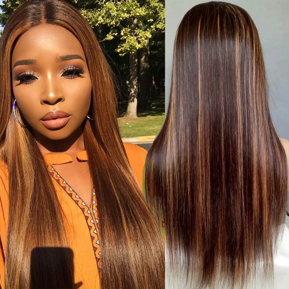 Highlight Bundles Malaysian Straight Human Hair Bundles Ombre Brown Straight Hair Bundles 3 Bundles Remy Human Hair Extensions