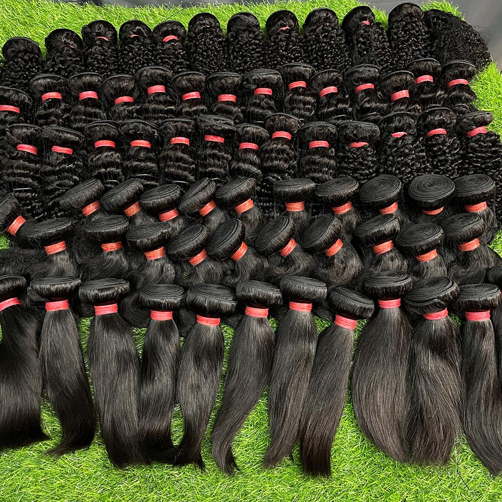 Bundles Vente en gros Bundles de tissage de cheveux péruviens Raw Straight Bundles de cheveux humains 30 34 pouces Bundle Remy Extensions