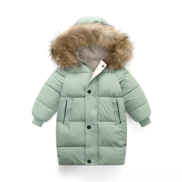 Children's fur collar down jacket boy's cotton-padded jacket long new girls' children's wear padded winter coat