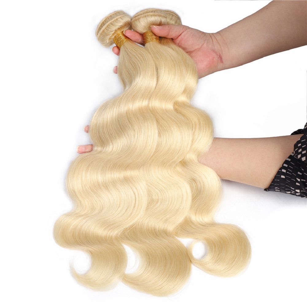 613 Paquetes de cabello humano rubio Paquetes brasileños de miel rubia Paquetes de ondas corporales de 28 30 pulgadas Extensiones de cabello Remy