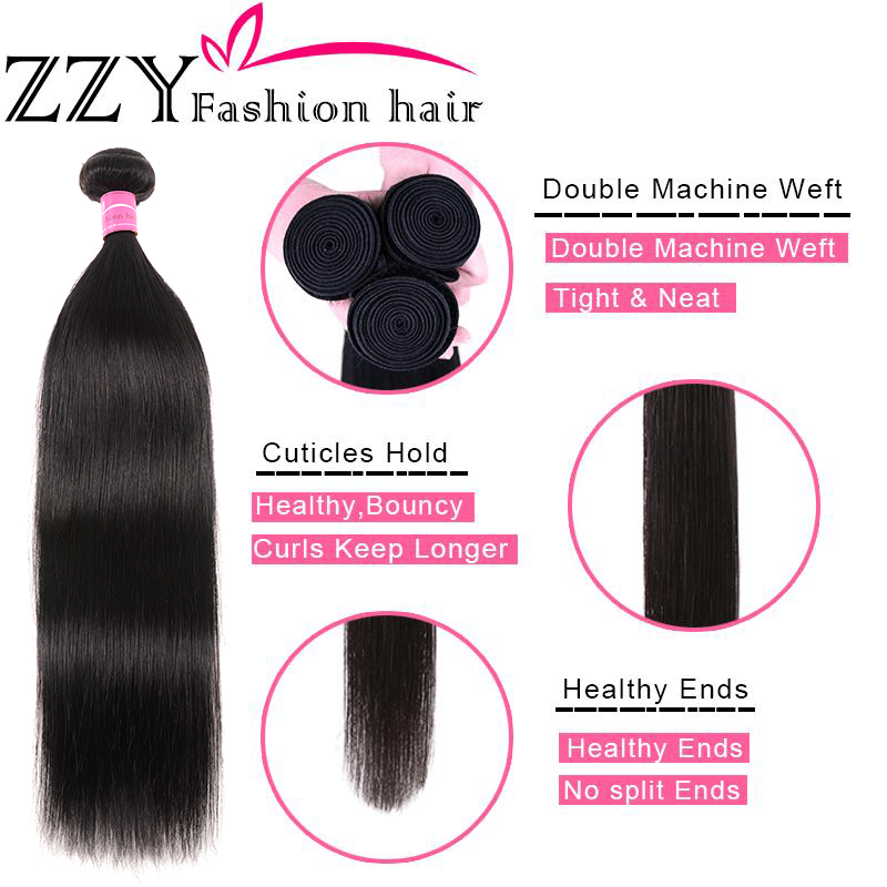 Fashion Hair Brazilian Straight Hair Human Hair Bundles 8-30 Inches Non-Remy Human Hair Extensions Weave