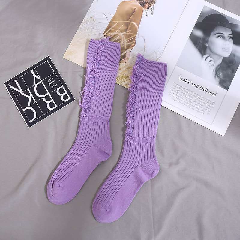 Socks Girls and Women's Broken Hole Sock Sock Personalizowany rękłoni długi rurka dzianina Hosiery dolna noga hosieries puste pończochy pończochy uliczne