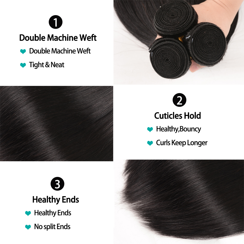 Fashion Hair Brazilian Straight Hair Human Hair Bundles 8-30 Inches Non-Remy Human Hair Extensions Weave