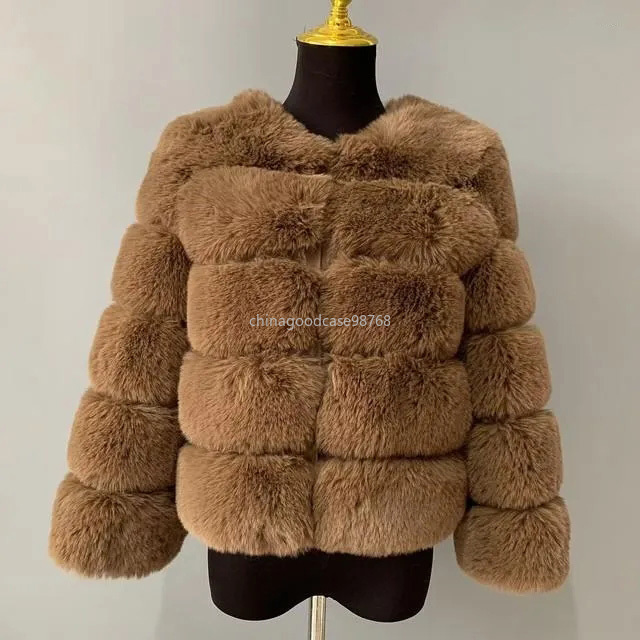 Frauenfell -Faux -Jacke kurzer Modesmantel Winter warmer Luxus künstlicher Fälschung