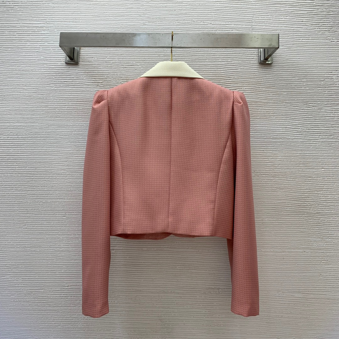 Autumn Pink Brooch Two Piece Dress Sets Long Sleeve Lapel Neck Double-Breasted Coat & High Waist Mermaid Mid-Calf Skirt Suits Set Two Piece Suits B3G212251