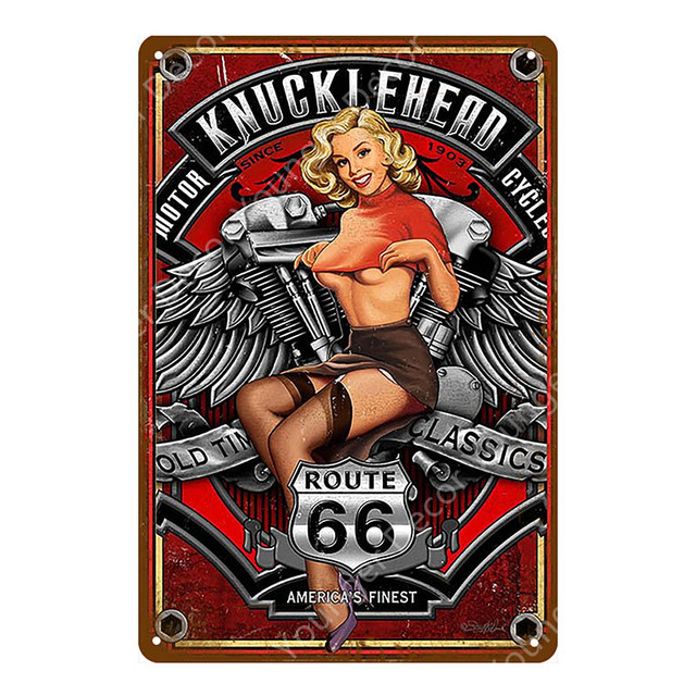 Sexy Lady Metal Poster Pin Up Girls Tin Signs Air Plane Girl Painting Motor Garage Plaque Dogs With Sexy Women Tin Poster Vintage Room Home Man Cave Decor 30X20CM w01