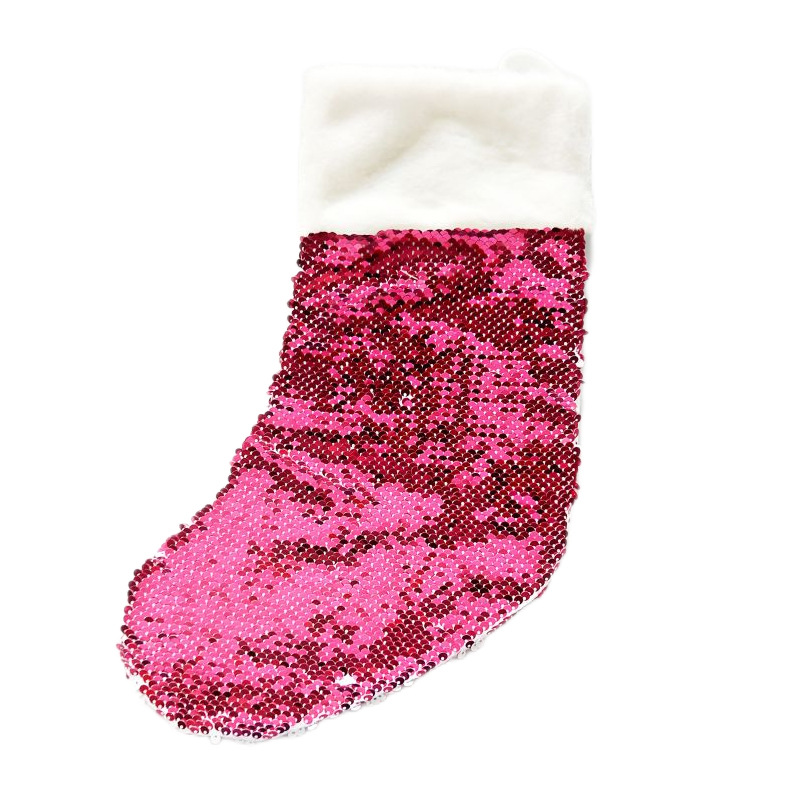 DHLChristmas Decorations Sublimation DIY White Blank Polyester Sequins Merry Christmas Stocking Mix Color