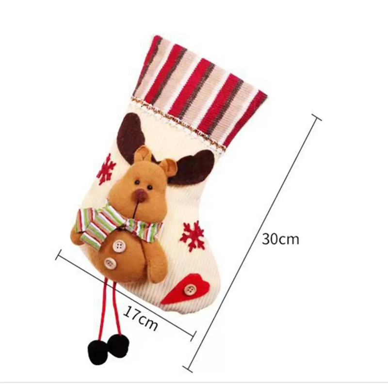 Juldekorationer Julstrumpor Santa Claus Candy Gift Stocking Christmas Tree Ornaments Xmas Home Decoration Q506