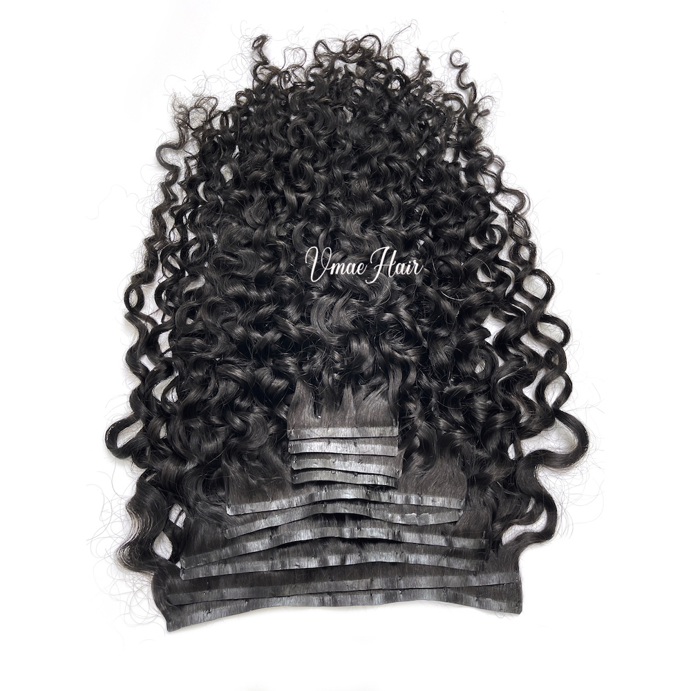 VMAE premiumkvalitet sömlös klipp i clipins råa jungfruliga mänskliga hårförlängningar vattenvåg indiskt hår 16 till 26 tum naturlig färg #1b mjuk salong hår djup våg lös våg