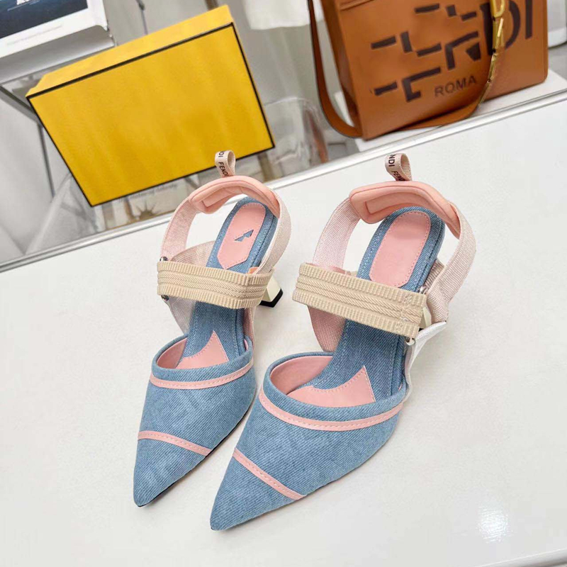 designer Women's High Heel Sandals Leather Party Fashion Metal Double buckle Summer Designer Sexy Peep-toe women's