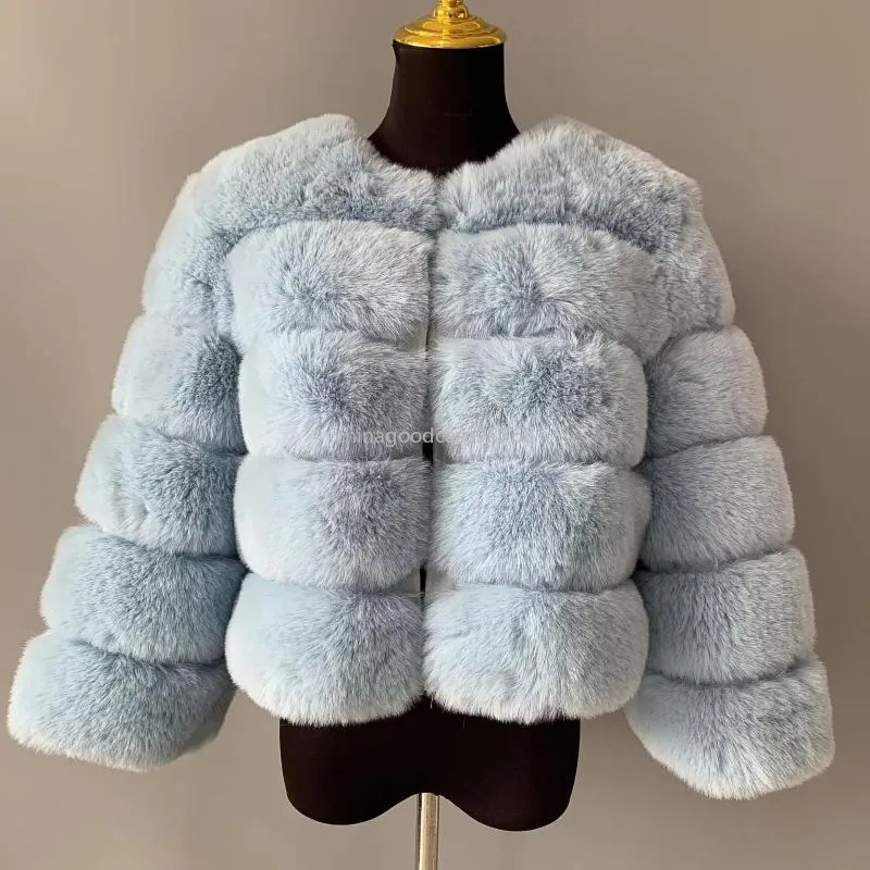 Frauenfell -Faux -Jacke kurzer Modesmantel Winter warmer Luxus künstlicher Fälschung