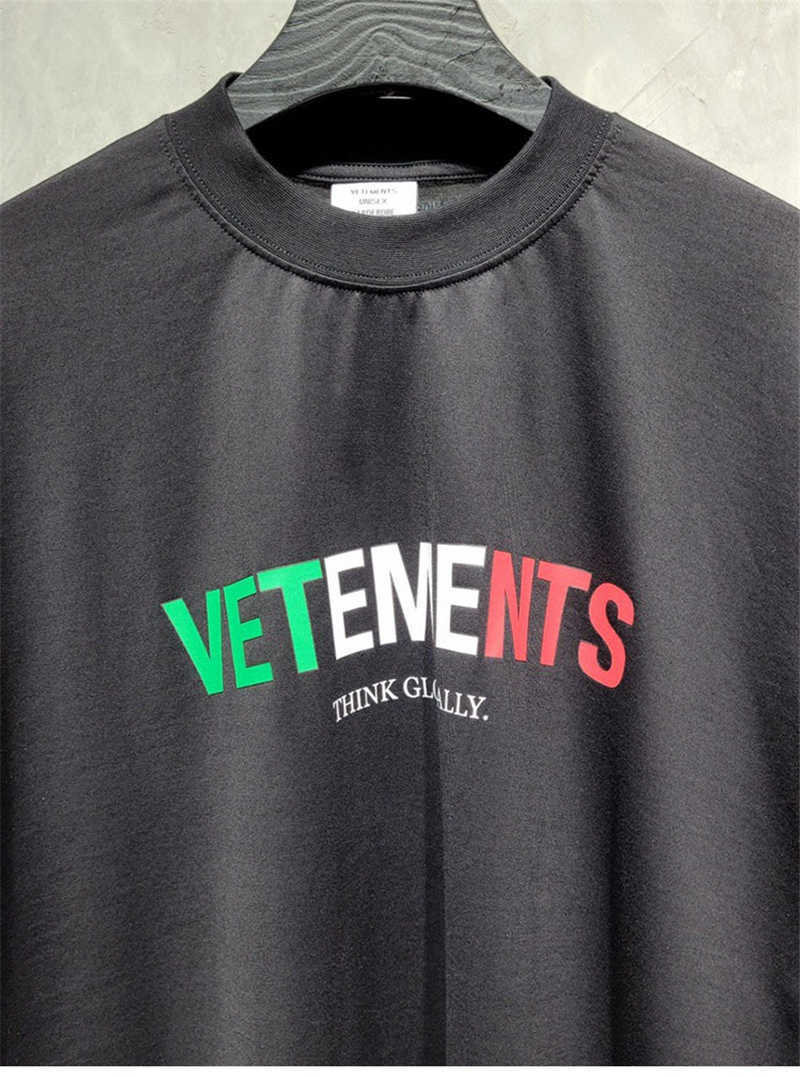 Herren-T-Shirts Hochwertige Vetements Mode T-Shirt Männer 1 1 Multicolon Italien Flagge Frauen T-Shirt Vetements Übergroße Tops Männer Kleidung