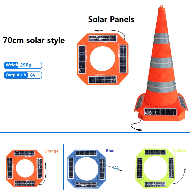 70cm Solar Panels Foldable Roadblock Safety Cone Traffic LED Warning Light Traffic Signal For Reflective Cones