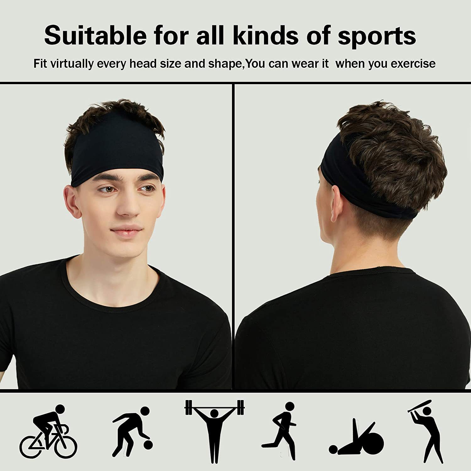 Elastische hoofdband Sport Hair Hoop Bands Fabric Head Band For Men Women YT-0009