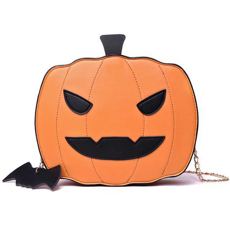 Trendy new Funny Cartoon Halloween bright face pumpkin chain bag cute personality One Shoulder Messenger Bag Small Square bag 230821