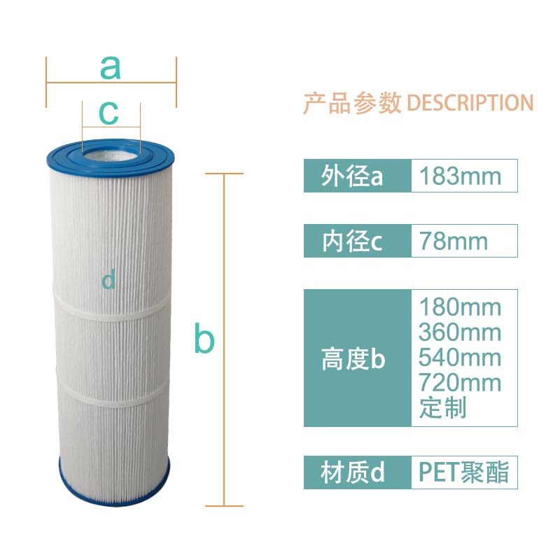 Emaysta Polyester Fiber Pleated Filter Element Tap Water Filtration Swimming Pools Spa Pools Fishponds Filtration Catrones 18.3x72cm Ersättare för AF100