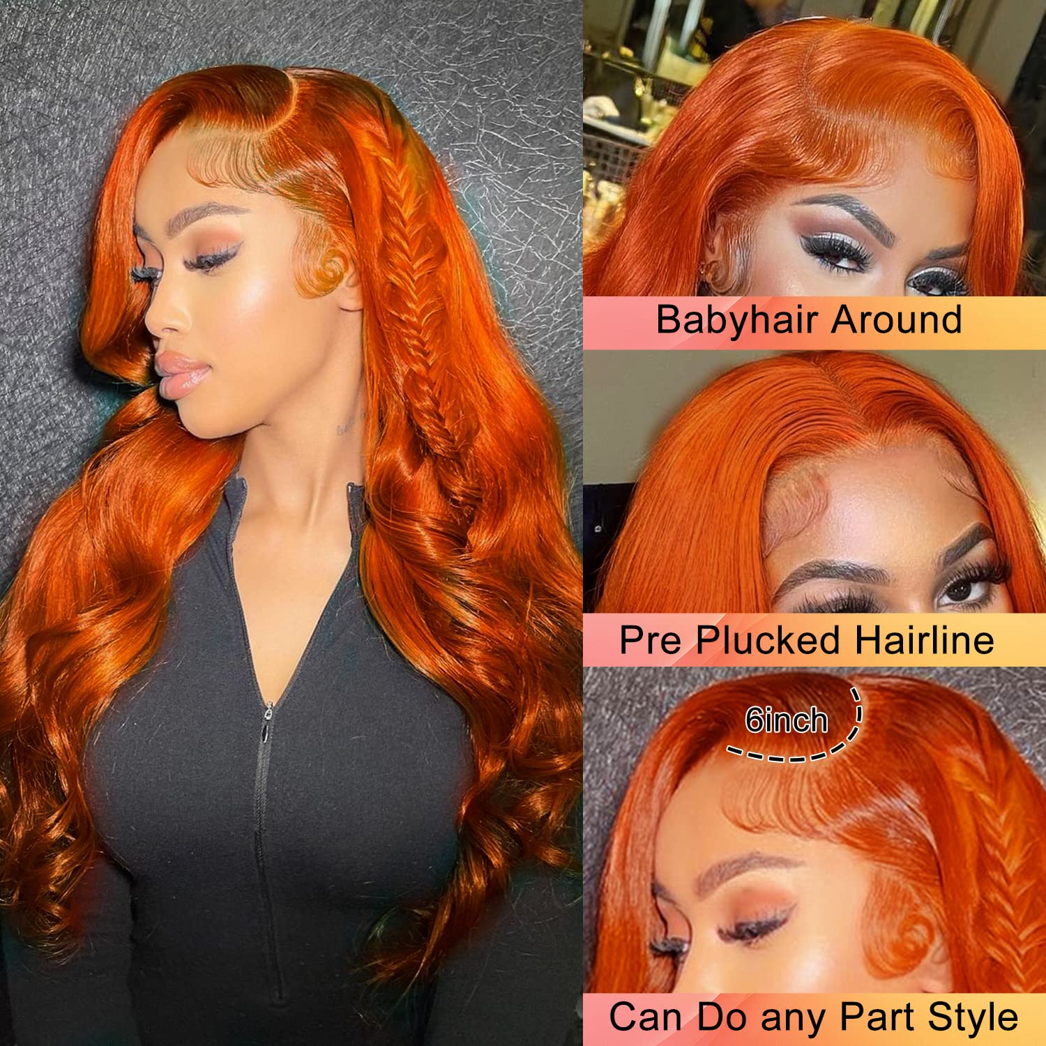 Orange Ginger Wig 13x4 Lace Frontal Wig Body Wave Lace Front Wig Human Hair PrePlucked Cheap Colored HD Lace Wig 13x6 Human Hair