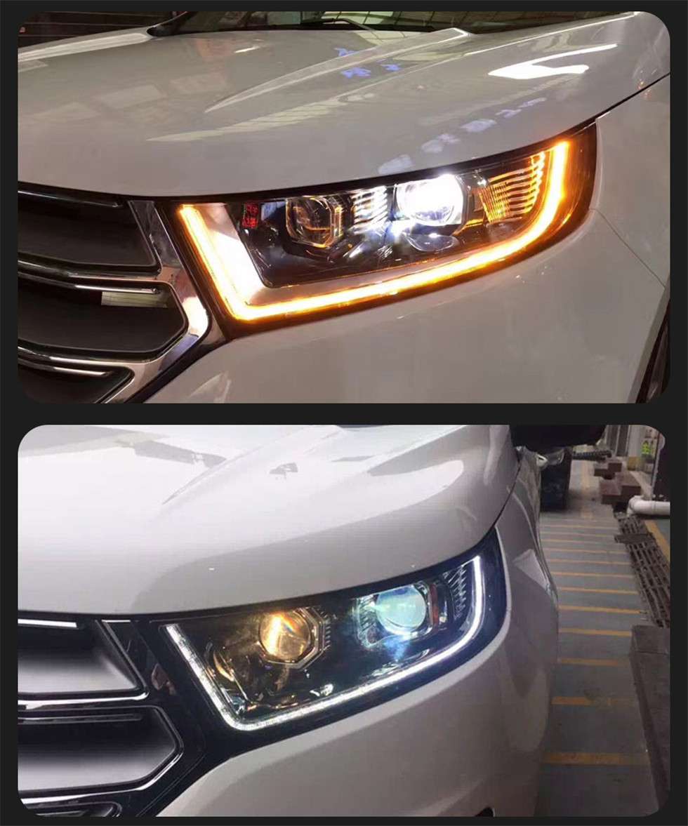 Strålkastare alla LED för Ford Edge 20 15-20 19 DRL Front Lamp Upgrade High Low Beam Running Light Turns Signal