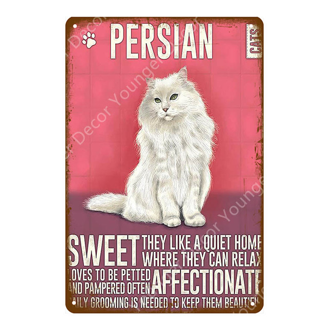 Witte zwarte kat vintage plaque poster schattige huisdier tinnen bord muur hangend metaal voor badkamer woonkamer café man grotecoratie grappige katten metaal schilderen 30x20cm w01