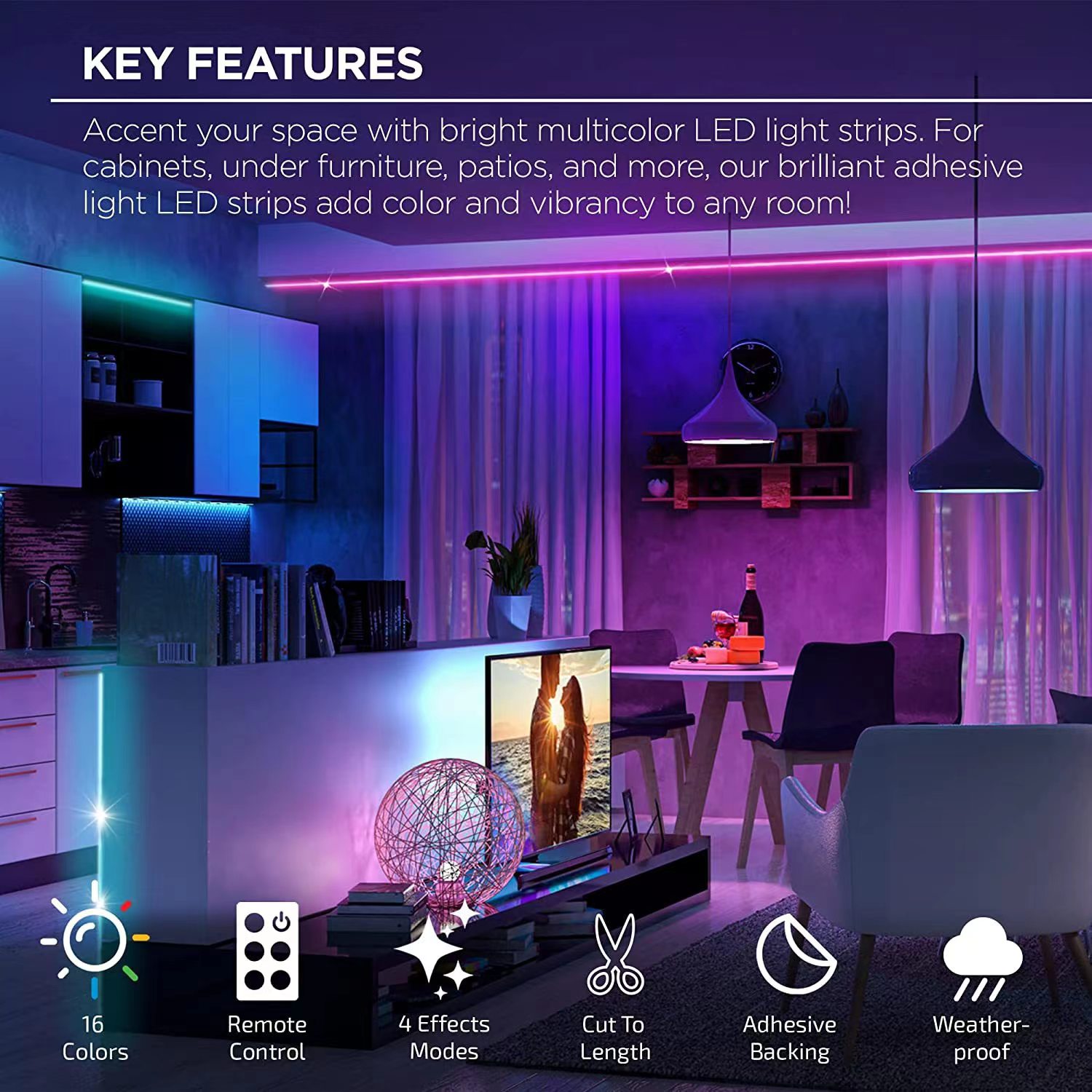 LED Strip Lights RGB APP Control Color Changing Lights with Remote Mode for Room Decoration Bluetooth TV