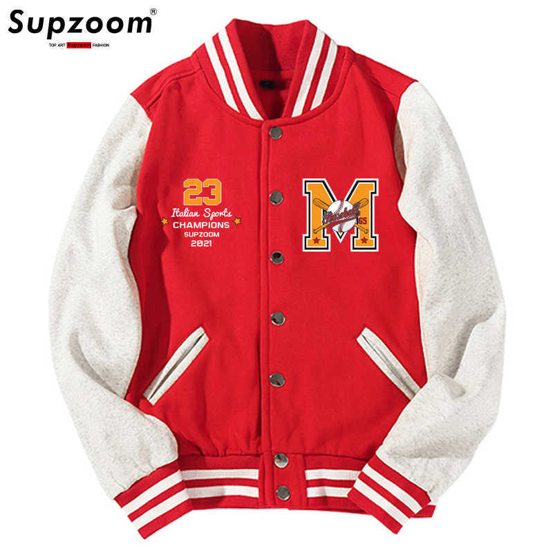 Herrjackor supzoom Ny ankomstbrev Rib Sleeve Cotton Top Fashion Single Breasted Casual Bomber Baseball Jacket Loose Cardigan Coat J230821