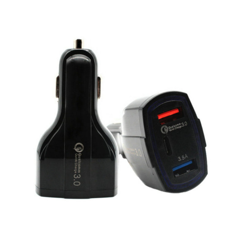 2023 Högkvalitativ 3 portar QC3.0 USB-billaddare Hot Sell PD Type-C Port USB-biladapter med smarta IC för smarta telefoner