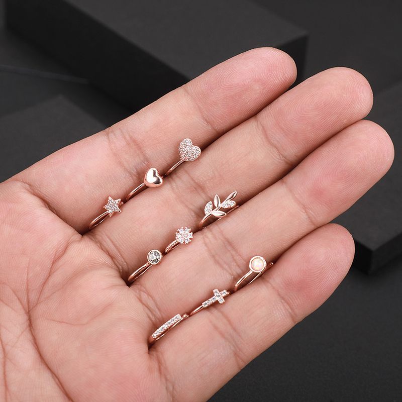 Fashion Heart Clip On Nose Ring Star Fake Nose Piercing Clip On Cross Nose Clip Fake Jewelry Faux Piercing Nez