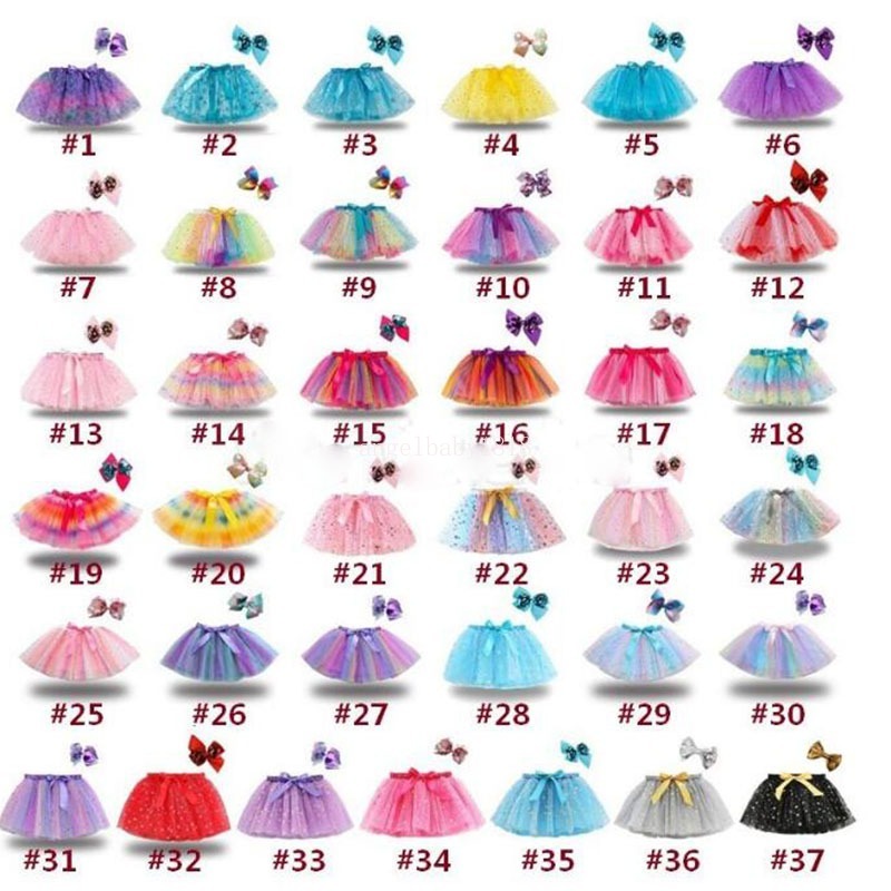 37 couleur Party Decoration Filles tutu robe couleur bonbon bébés jupes avec bandeau enfants festival robes de danse Demi-longueur princesse jupe