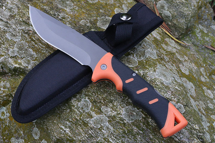 Ny M7638 utomhusöverlevnad Rak kniv 3Cr13Mov Titaniumbeläggning Drop Point Blade GFN Handle Fixed Blade Knives With Nylon Mantel