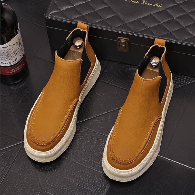  Men's Boots Spring And Autumn New Men Middle Tops Shoes Retro Ankle Boots Men's Casual Leather Shoes 1AA37
