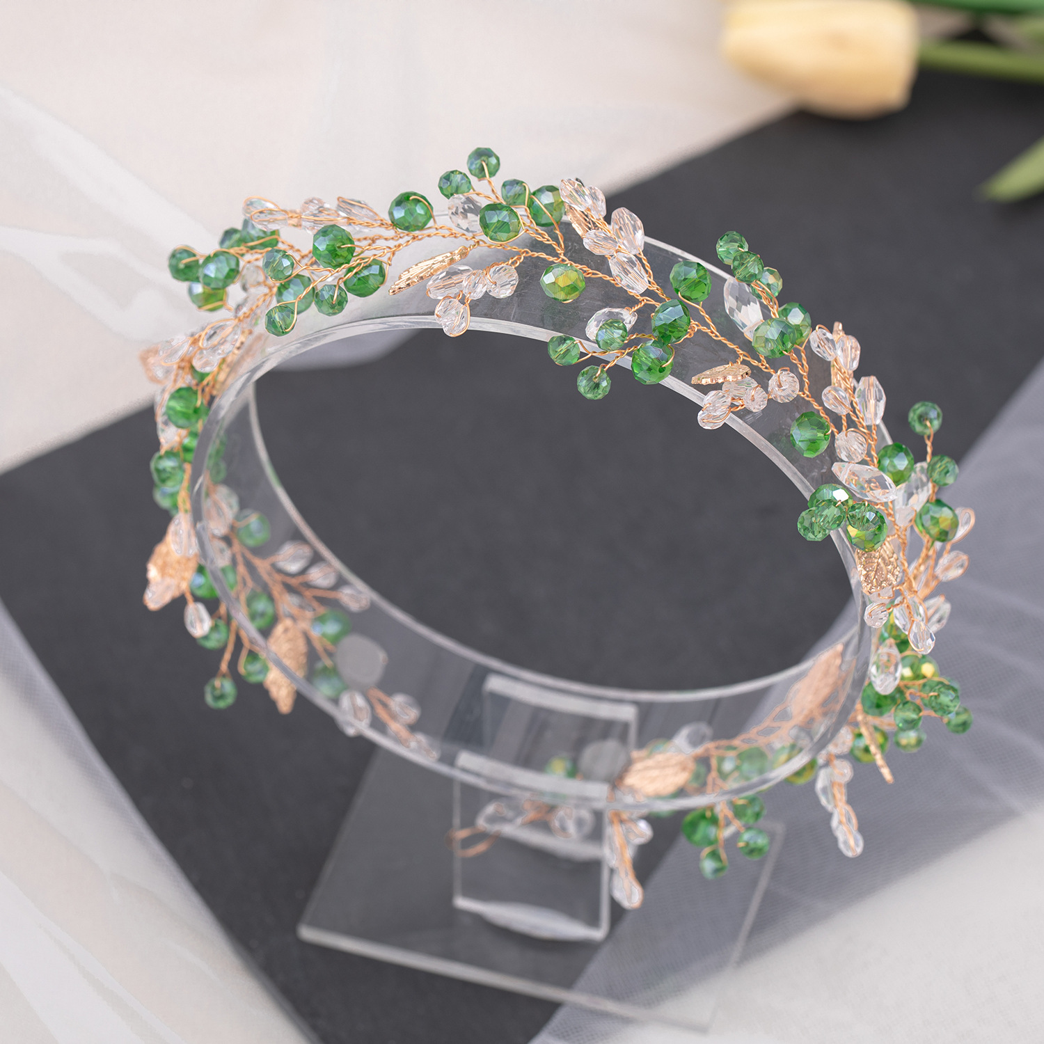 Cristal grânulo flor bandana acessórios de cabelo tiaras nupcial headwear casamento jóias de cabelo festa baile de formatura headpiece
