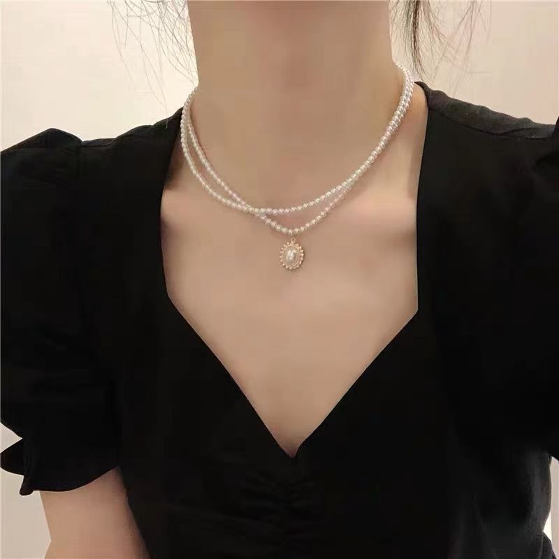 Collier de perles pour femmes, bijoux chic, ras du cou, design de tempérament, super sens, chaîne de clavicule, pendentif