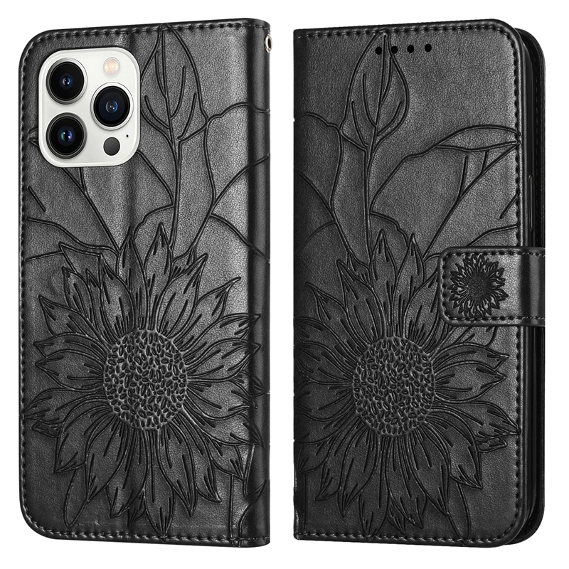 Sunflower Flower PU Portafoglio in pelle iPhone 15 14 Plus 13 Pro Max 12 11 xr XS 8 7 6 Fashion Luxury Card Card Tash Tash Flip Cover Copertina telefono cellulare Borsa