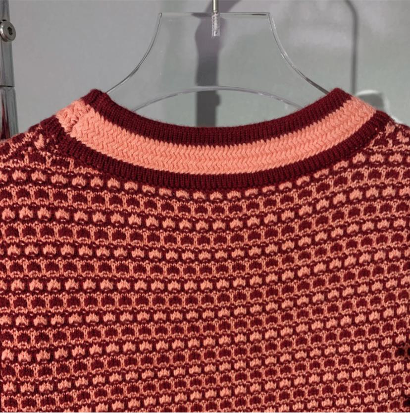 새로운 여성 가을 ​​디자이너 니트 드레스 여성 스웨터 고급 코트 패션 럭셔리 편지 인쇄 자카드 파일 라운드 넥 드레스