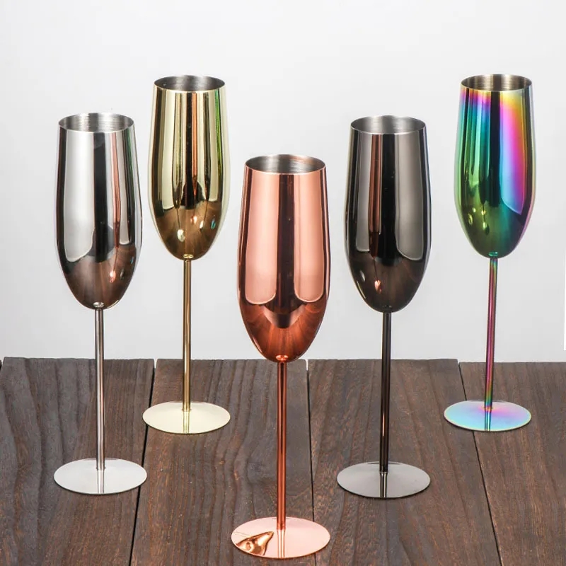 7oz 17oz de aço inoxidável Flutas de champanhe Wine Tumbler inquebrável Champagne Glasses de vinícolas de pau -em -em