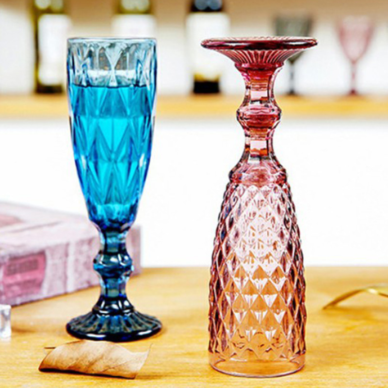 Colorful Vintage Goblet Champagne Wine Glasses Cup Cocktail Whiskey Cups Crystal Sculpture Juice Beer Glass 150ml