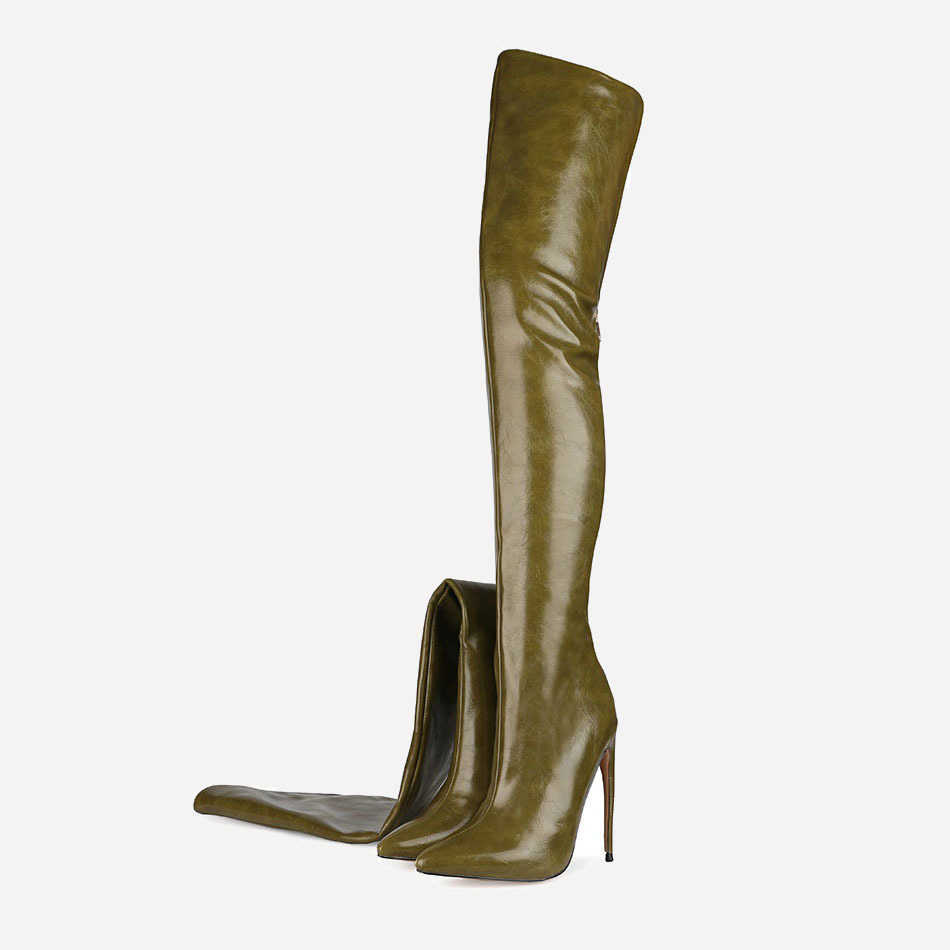 Nouveaux talons fins d'automne, bottes hautes jusqu'aux genoux, fermeture éclair au dos, grandes chaussures argentées pour femmes 230822