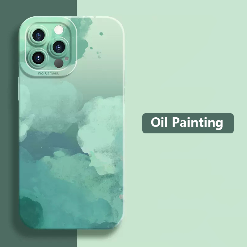 Oil Painting Flower Matte Silicone Phone Case For iPhone 15 14 13 12 11 Pro Max XS X 7 8 Plus SE 2023 Mini Shockproof Soft Cover