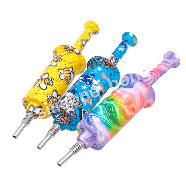 Siliconen nectar collector met 10 mm roestvrijstalen punt rookaccessoire dab rigs rookpijpen waterpijpen