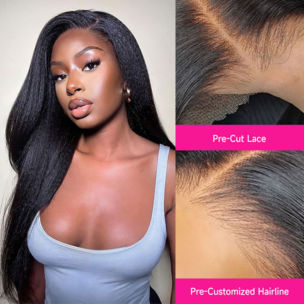 Kinky Straight Wear and Go Glueless Human Hair Wig 4x4 HD Lace Human Hair Wig Ready To Wear Lace Front Human Hair Wig for Women