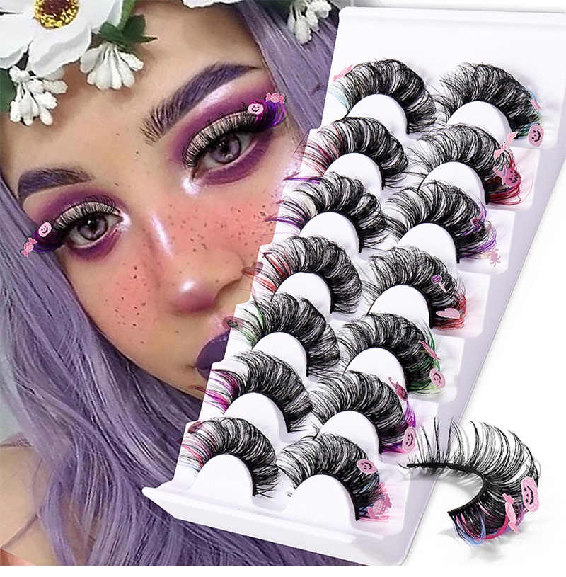 es colorées fausses de vison pour cils extension halloween faux cils effets d'ouverture des yeux vaporels