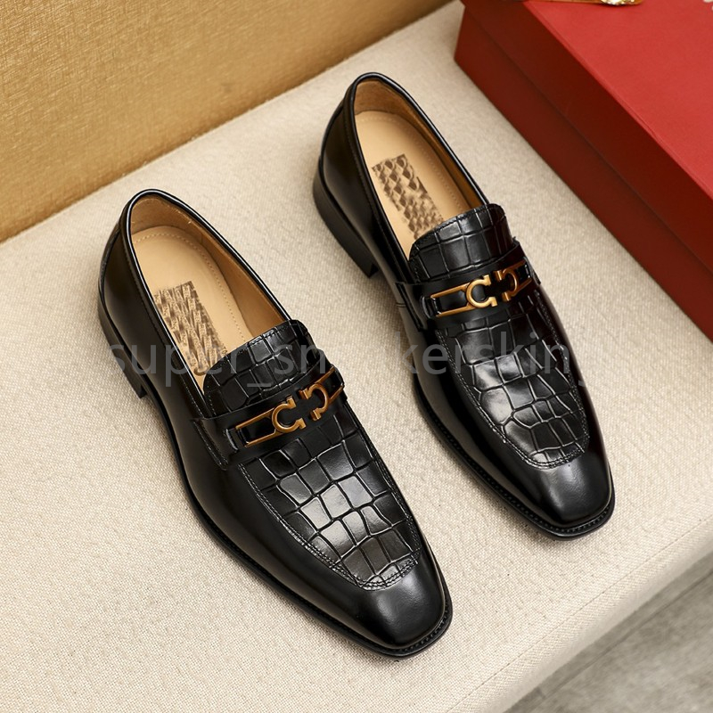 New Designers Shoes Mens Fashion Loafers Classic Genuine Leather Men Business Office Work Formal Dress Shoes Brand Designer Party Wedding Flat Shoe Size 38-46