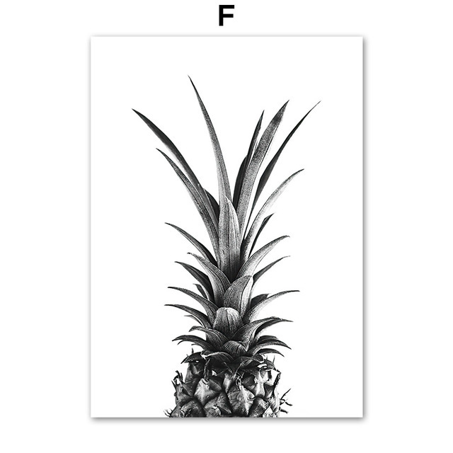 Canvas Painting Vintage Black and White Coffee Maker Poster and Print Wall Art Pineapple Picture for Living Room Bar Bedroom Decor No Frame Wo6