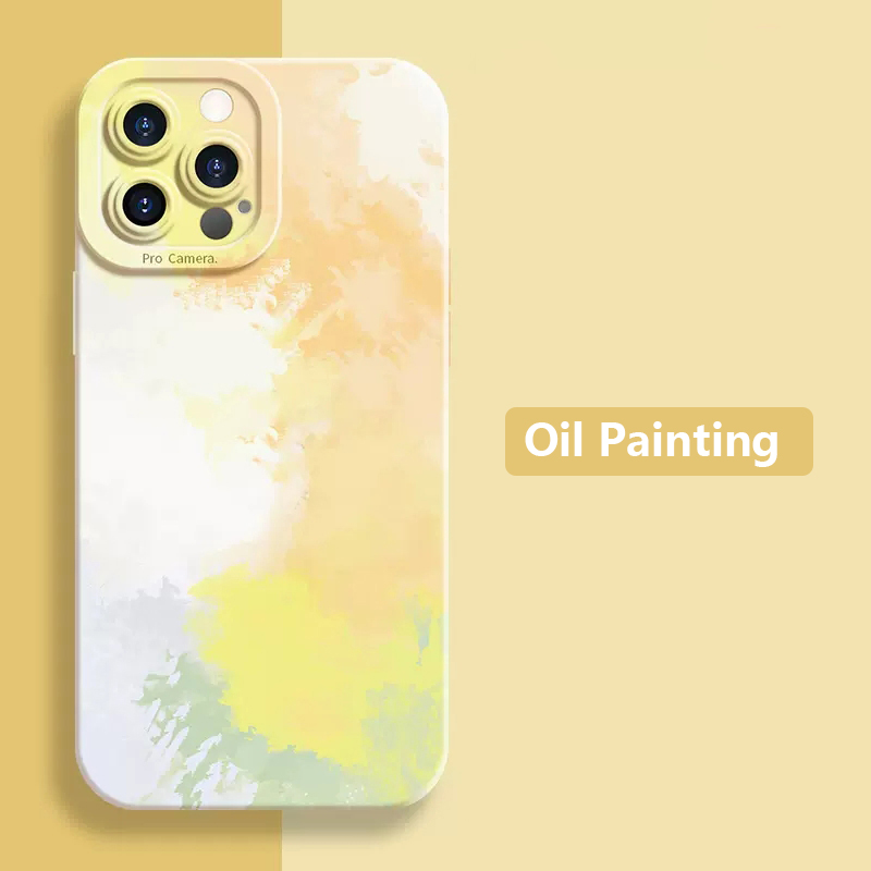 Oil Painting Flower Matte Silicone Phone Case For iPhone 15 14 13 12 11 Pro Max XS X 7 8 Plus SE 2023 Mini Shockproof Soft Cover