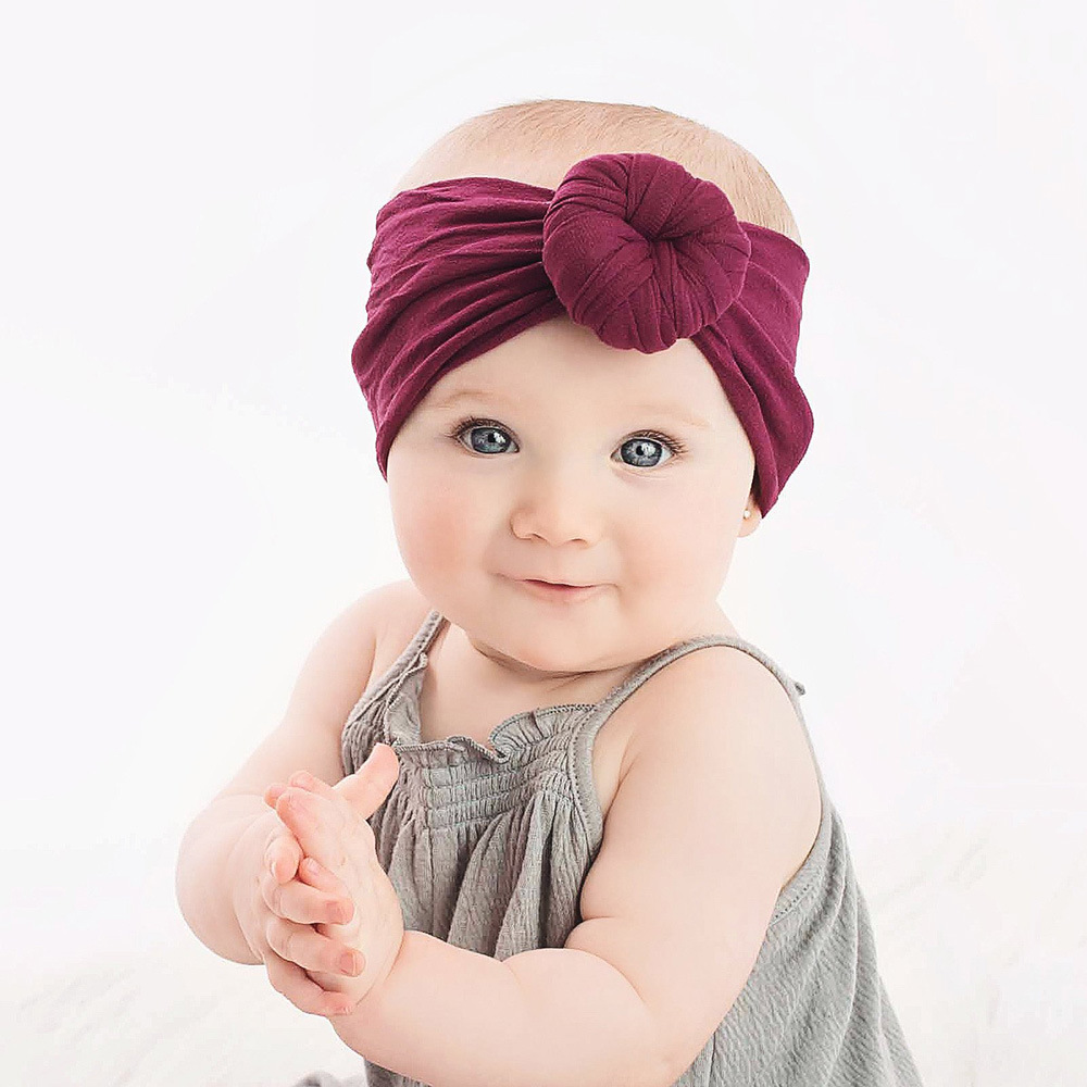 3 pièces/ensemble couleur unie en Nylon doux élastique bébé bandeau nœuds noués nouveau-né bébé fille bandeaux cheveux accessoires filles Haarband