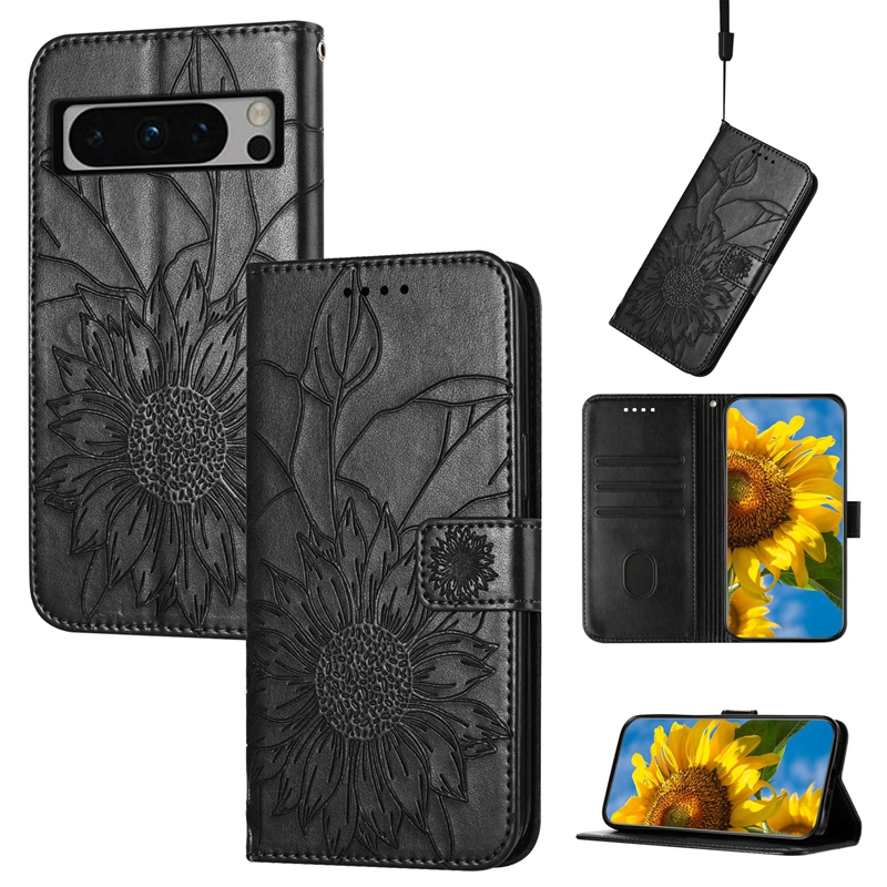 Étuis portefeuille en cuir PU tournesol élégants pour Google Pixel 8 Pro 7 7A 6 6A Moto G73 E13 G72 G62 G52 G53 Edge 30 Lite Mode Fleur Fente pour carte d'identité Cash Flip Cover Book Pouch