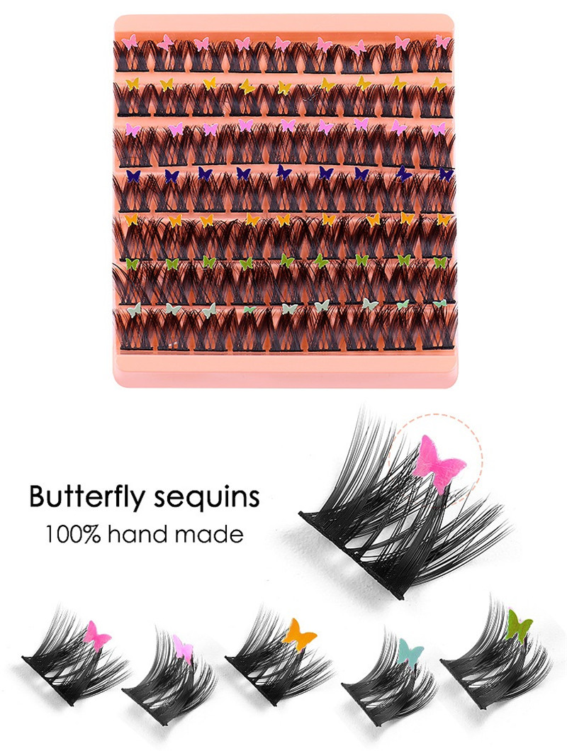 DIY Cluster Eyelash Extensions With Butterfly Sequins Individual Lashes Mix Length Durable Soft Natural False Eyelashes Crisscross Cruelty Free for Makeup at Home